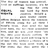 "Equal Rights" declares "the day of the woman has arrived." Daily Missoulian, September 11, 1914. Click image for full page.