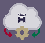 Illustration representing Parliamentary data coming down from the cloud