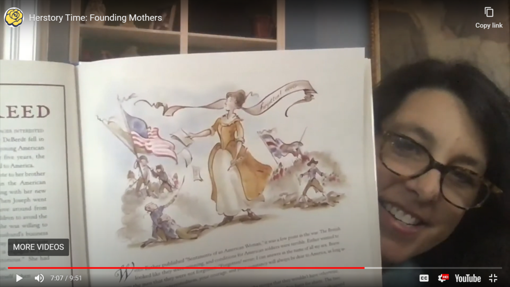 Rebecca Boggs Roberts reading the children’s edition of  Founding Mothers