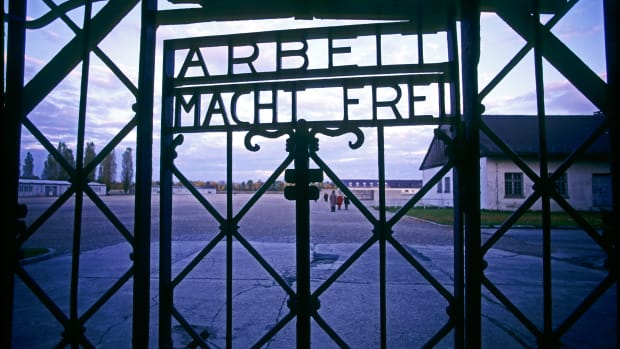 Dachau, Germany — An entrance gate with the words “Arbeit Macht Frei” (“Work Brings Freedom”) at Dachau concentration camp. — Image by © Ted Horowitz/Corbis
