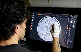 mint medallic artist digitally sculpts coin
