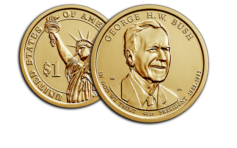 George H.W. Bush Presidential $1 Coin obverse and reverse