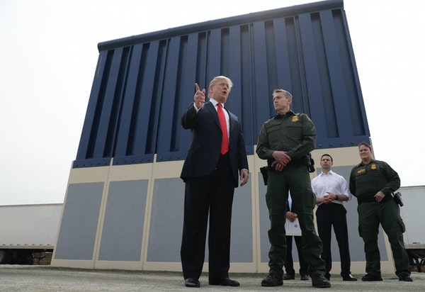 President Donald Trump reviewed border wall prototypes in 2018 in San Diego.