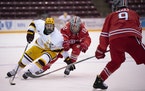 Gophers forward Ben Meyers (39) skated during the team’s win over Ohio State on Nov. 24.