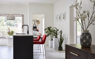 This modern kitchen is part of an addition to a century-old home in St. Paul.