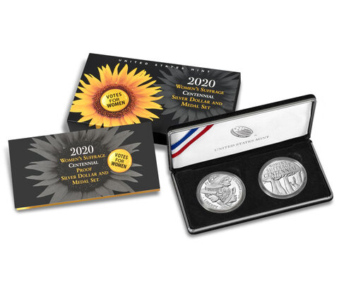 Women's Suffrage Centennial 2020 Proof Silver Dollar and Medal Set