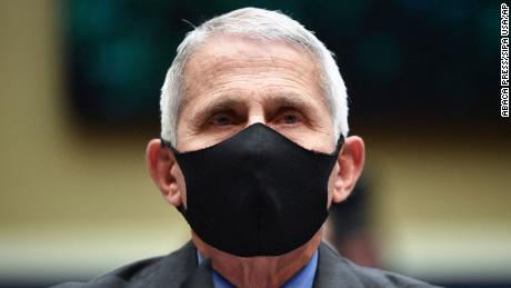 Director of the National Institute for Allergy and Infectious Diseases Dr. Anthony Fauci wears a face mask while he waits to testifiy on the Trump Administration&#39;s Response to the COVID-19 Pandemic. 