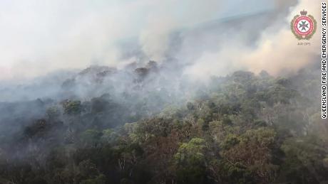 A bushfire burns through Australia&#39;s Fraser Island in Queensland.