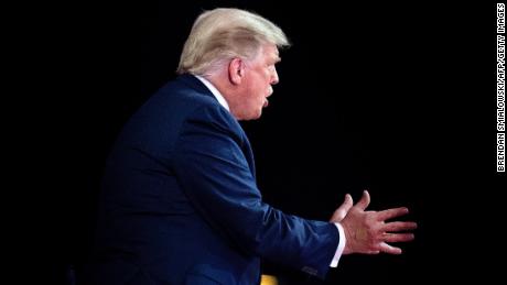 US President Donald Trump gestures as he speaks during an NBC News town hall event at the Perez Art Museum in Miami on October 15, 2020. (Photo by Brendan Smialowski / AFP) (Photo by BRENDAN SMIALOWSKI/AFP via Getty Images)