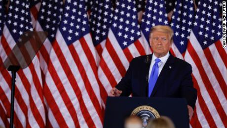 U.S. President Donald Trump pauses as he speaks about early results from the 2020 U.S. presidential election in the East Room of the White House in Washington, U.S., November 4, 2020. REUTERS/Carlos Barria