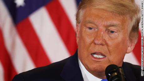 WASHINGTON, DC - NOVEMBER 04: U.S. President Donald Trump speaks on election night in the East Room of the White House in the early morning hours of November 04, 2020 in Washington, DC. Trump spoke shortly after 2am with the presidential race against Democratic presidential nominee Joe Biden still too close to call. (Photo by Chip Somodevilla/Getty Images)