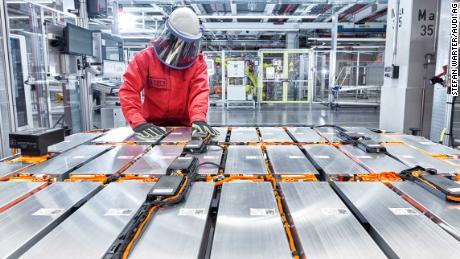 Battery packs are assembled inside Audi&#39;s e-tron factory in Brussels.