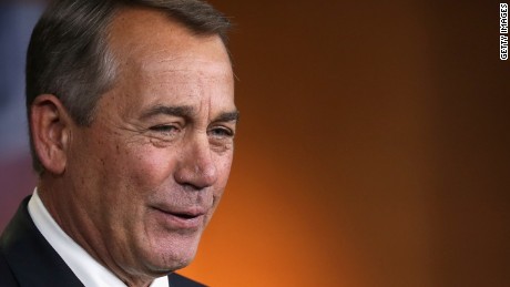 WASHINGTON, DC - FEBRUARY 12: Speaker of the House John Boehner (R-OH) holds his weekly news conference in the Capitol Visitors Center at the U.S. Captiol February 12, 2015 in Washington, DC. Boehner said that President Barack Obama&#39;s request for the autorization of the use of military force against the terrorist group calling itself the Islamic State does not go far enough in outlining a path for war against gobal terrorism. (Photo by Chip Somodevilla/Getty Images)