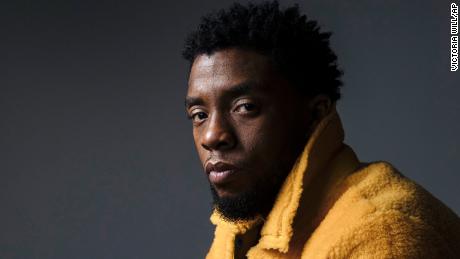 In this Feb. 14, 2018 photo, actor Chadwick Boseman poses for a portrait in New York to promote his film, &quot;Black Panther.&quot;  Boseman, who played Black icons Jackie Robinson and James Brown before finding fame as the regal Black Panther in the Marvel cinematic universe, has died of cancer. His representative says Boseman died Friday, Aug. 28, 2020 in Los Angeles after a four-year battle with colon cancer. He was 43.