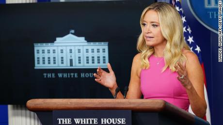 White House Press Secretary Kayleigh McEnany speaks during a briefing in the Brady Briefing Room of the White House in Washington, DC on September 9, 2020.