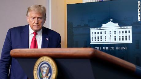 President Donald Trump arrives to speak at a news conference at the White House in Washington, Thursday, Sept. 10, 2020. 