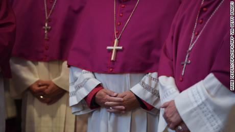 German Bishops take part in the opening mass at the German Bishops&#39; Conference on September 25, 2018 in the cathedral in Fulda, western Germany. - Germany&#39;s Catholic Church is due on September 25, 2018 to confess and apologise for thousands of cases of sexual abuse against children, part of a global scandal heaping pressure on the Vatican. It will release the latest in a series of reports on sexual crimes and cover-ups spanning decades that has shaken the largest Christian Church, from Europe to the United States, South America and Australia. (Photo by Arne Dedert / dpa / AFP) / Germany OUT        (Photo credit should read ARNE DEDERT/DPA/AFP via Getty Images)