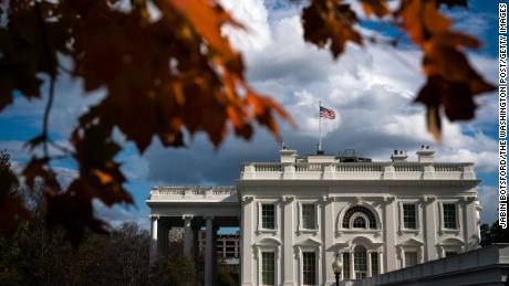 Clouds float over the White House on Tuesday, Nov 17, 2020 in Washington, DC. 