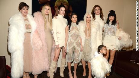Khloe Kardashian, Kris Jenner, Kendall Jenner, Kourtney Kardashian, Kim Kardashian West, North West, Caitlyn Jenner and Kylie Jenner attend Kanye West Yeezy Season 3 at Madison Square Garden on February 11, 2016 in New York City. 