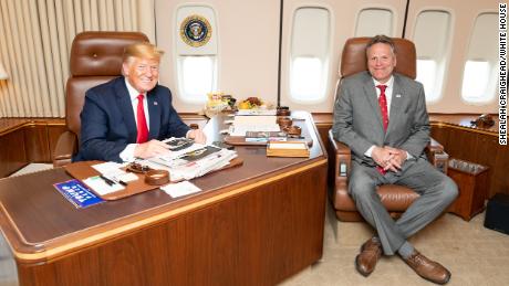 Alaska Gov. Mike Dunleavy met with President Trump aboard Air Force One on June 26 as the president&#39;s plane was on the tarmac in Alaska en route to the G20 summit in Japan.