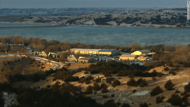 A view of the campus of St. Joseph&#39;s Indian School, on the banks of the Missouri River. 